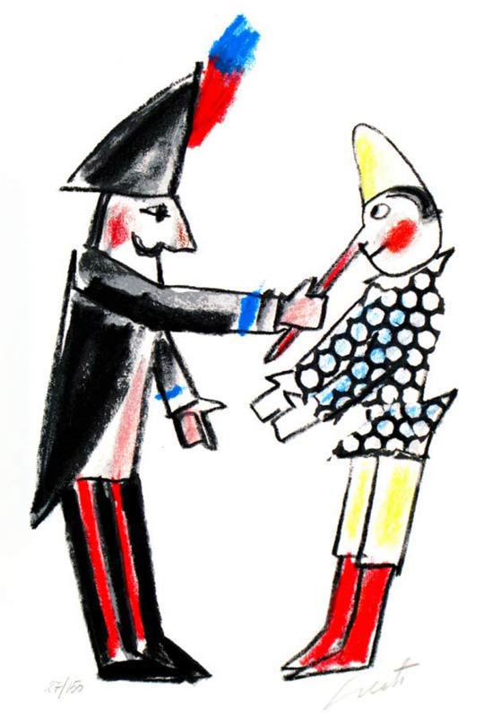 Emanuele Luzzati - Pinocchio con il Carabiniere